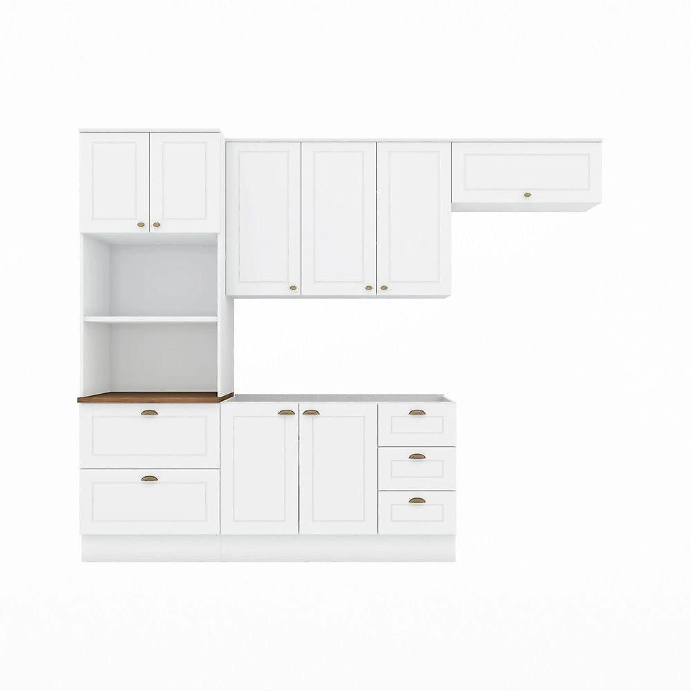 Cozinha Modulada America 8 Portas 5 Gavetas MDF Branco Hp Nature Móveis Henn