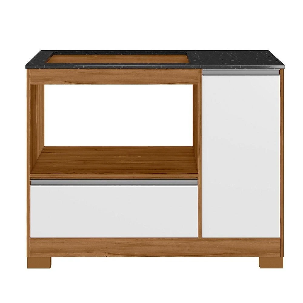 Balcão para Fogão Cook Top de 5 Bocas com Gavetão Freijo Trend/Branco New