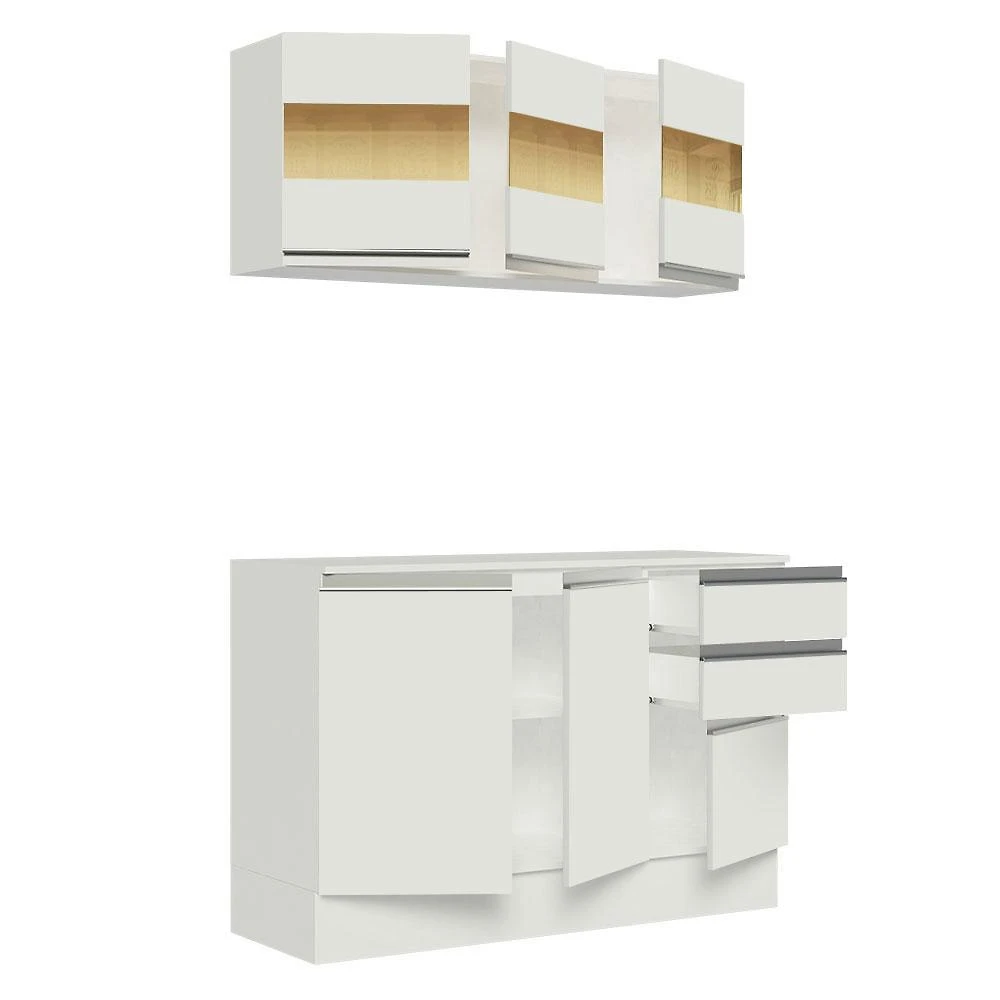 Miniatura Armário de Cozinha Compacta 100% MDF 120 cm Smart Madesa 01 Branco