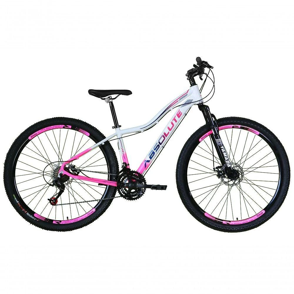 Bicicleta Aro 29 Absolute Hera Feminina Alumínio 21v Freio A Disco Garfo Suspensão Mtb branco-rosa Tam: 15