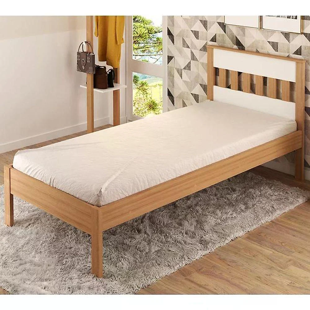 Cama Solteiro Com Auxiliar Cm8006 Cm8008 Qt8 Amendoa Branco Tecno Mobili Amendoa Branco