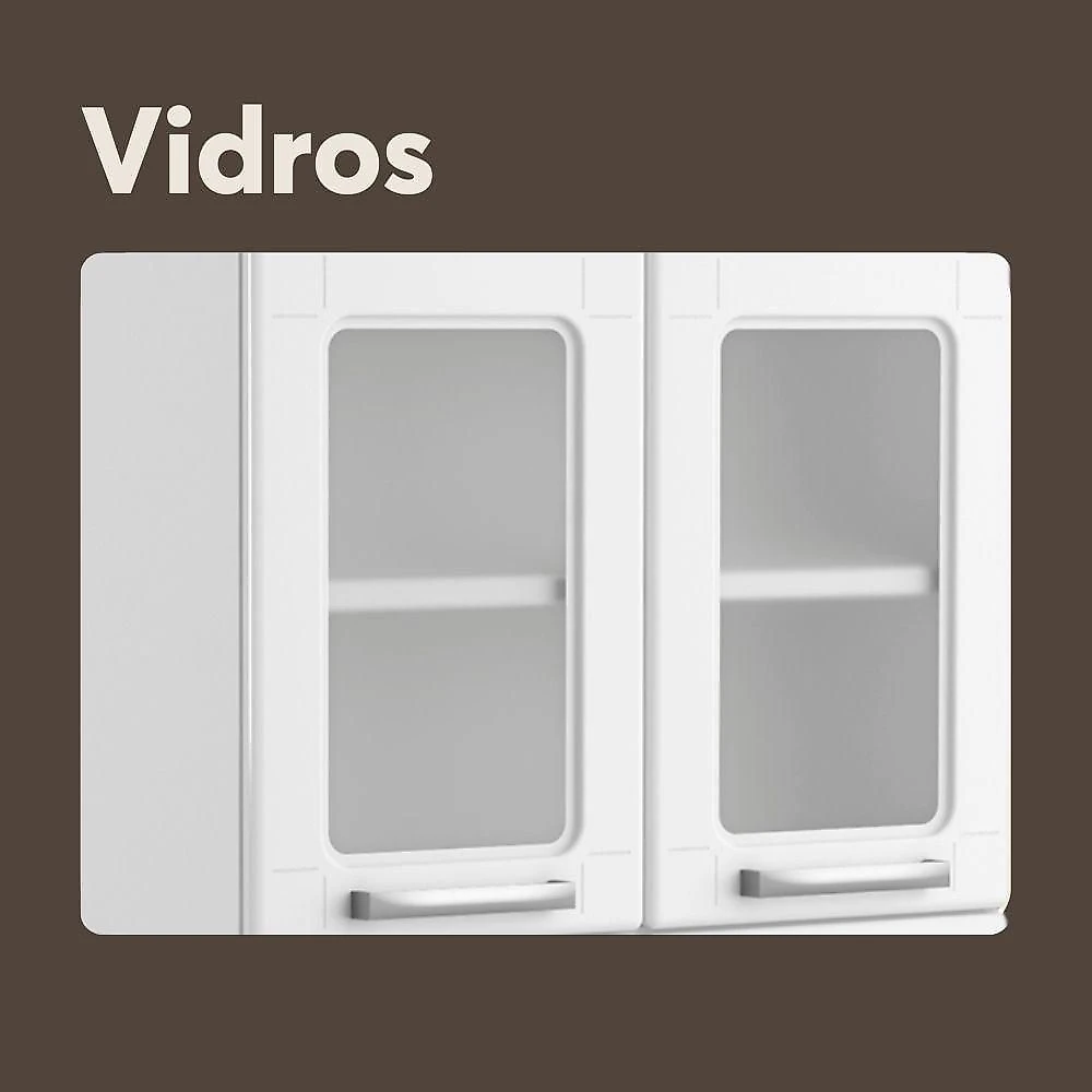Cozinha Compacta em Aco Multipla 6 Portas 2 Gavetas Branco Bertolini