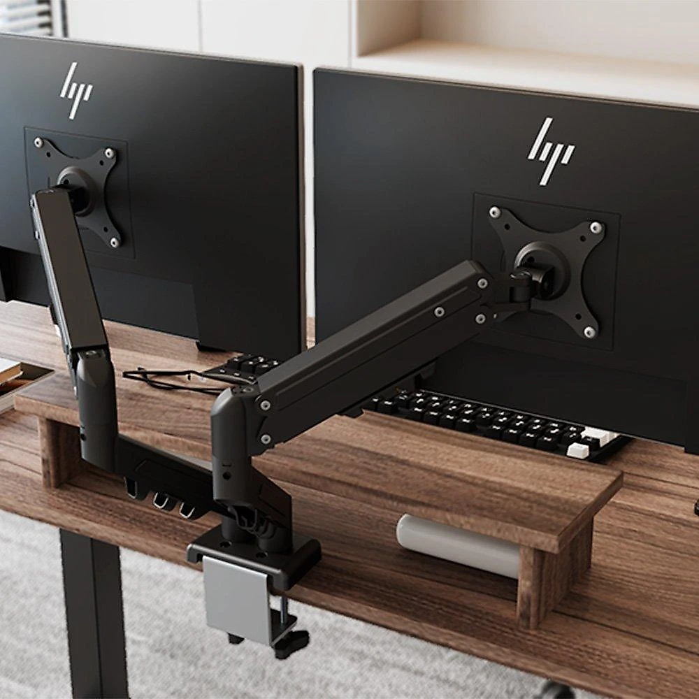 Suporte de Mesa Articulado para 2 Monitores de 17" a 32" FlexiSpot F5D, Ajustes com Pistão a Gás, VESA, Preto - F5DB