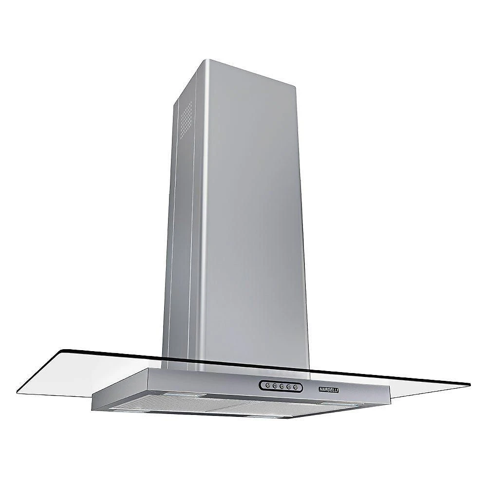 Coifa Ilha 90cm Vidro Reto Nardelli Inox 220V