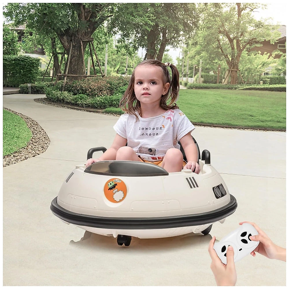 Carrinho bate-bate elétrico infantil 12V branco PALBY’S com controle remoto e giro 360°