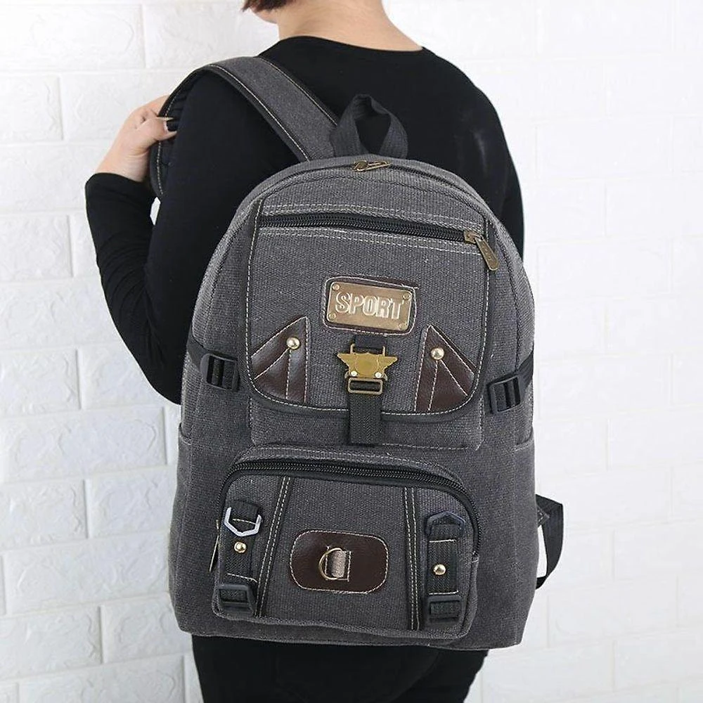 Mochila OEM 803 em Lona 50 Litros 49x33x22cm Preto Unissex para Viagem Passeio e Trilha
