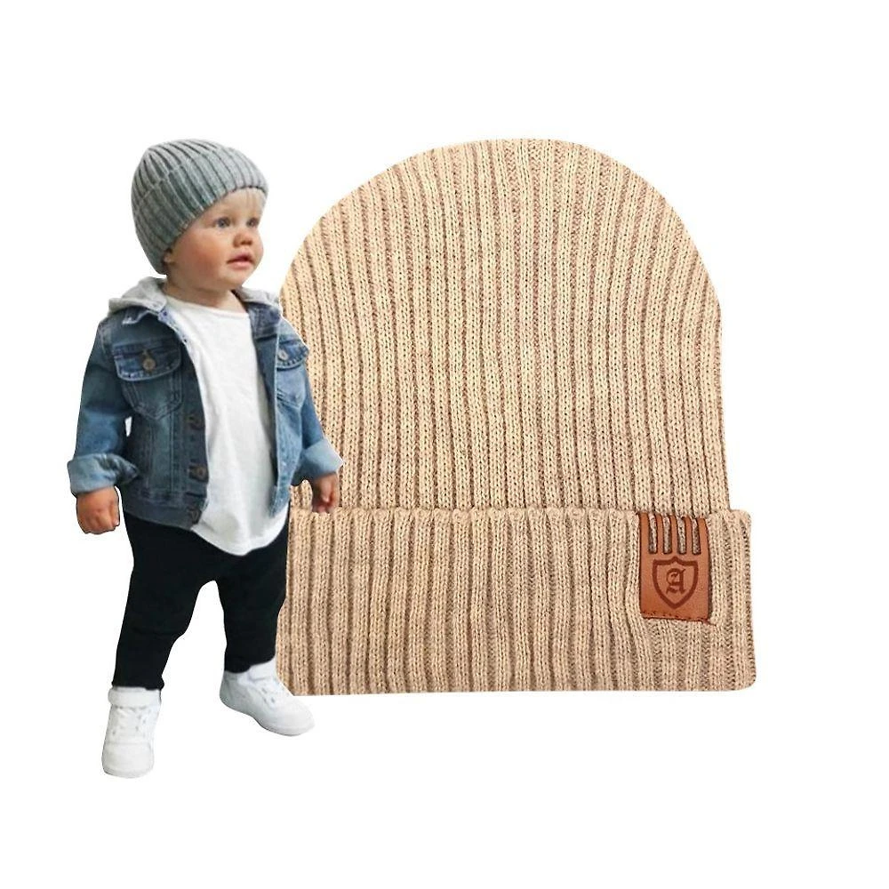 Touca de Frio OEM Beanie Boina Fio de Lã Antialérgico Tamanho Adul Bege para Bebê Infantil Unissex