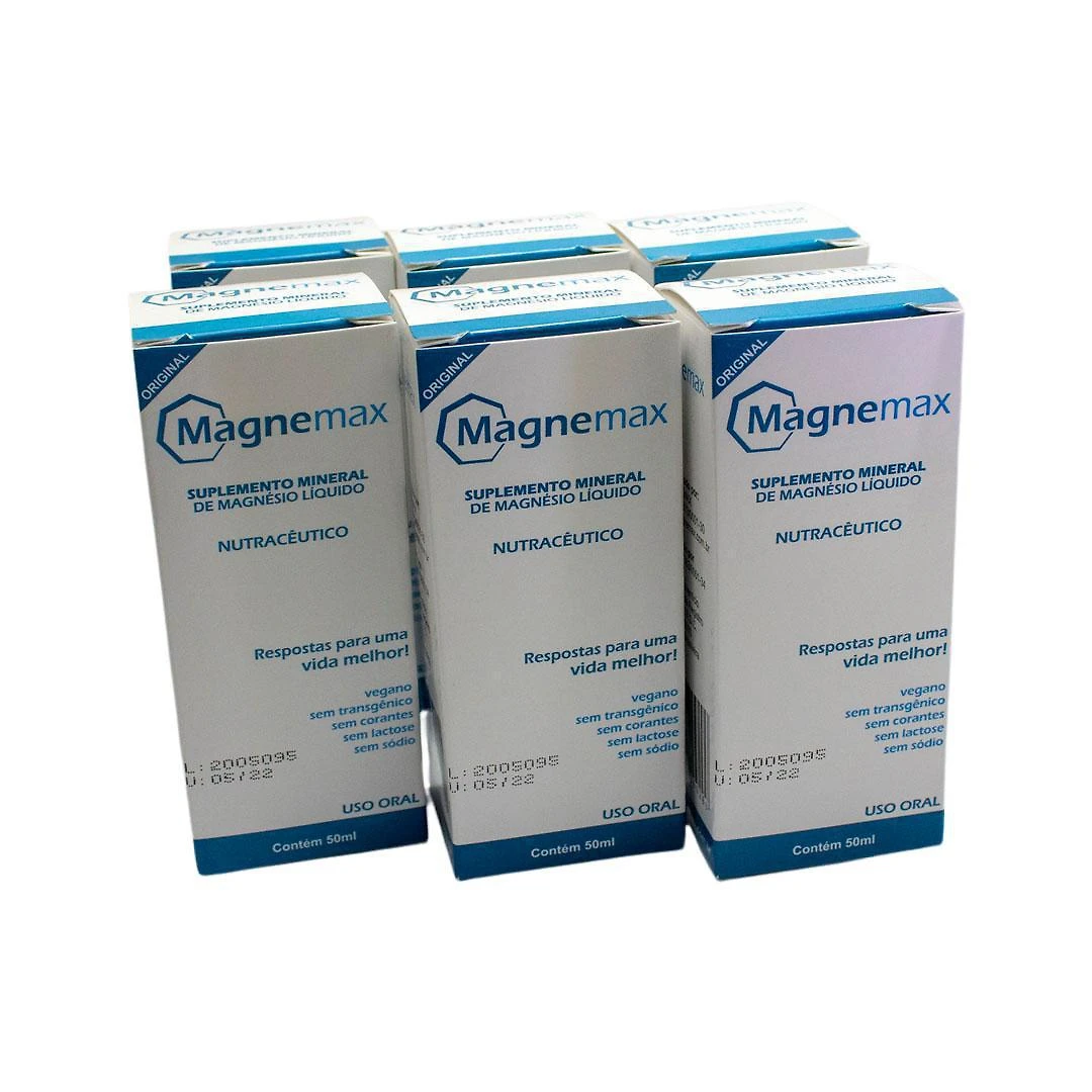 Miniatura Kit 6 Cloreto De Magnésio Gotas Magnemax Nutracêutico 50Ml