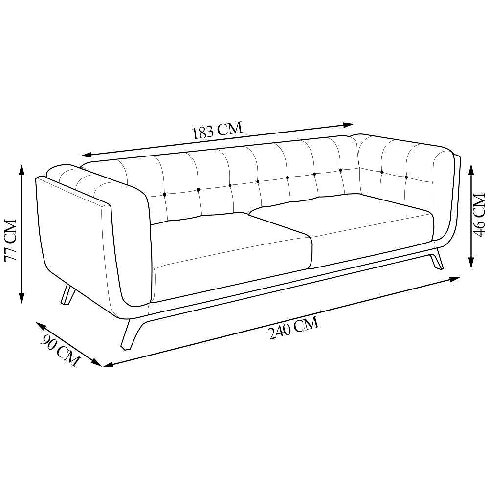 Sofá Rocket G45 3 Lugares 240cm Linho Chumbo para Sala de Estar Gran Belo