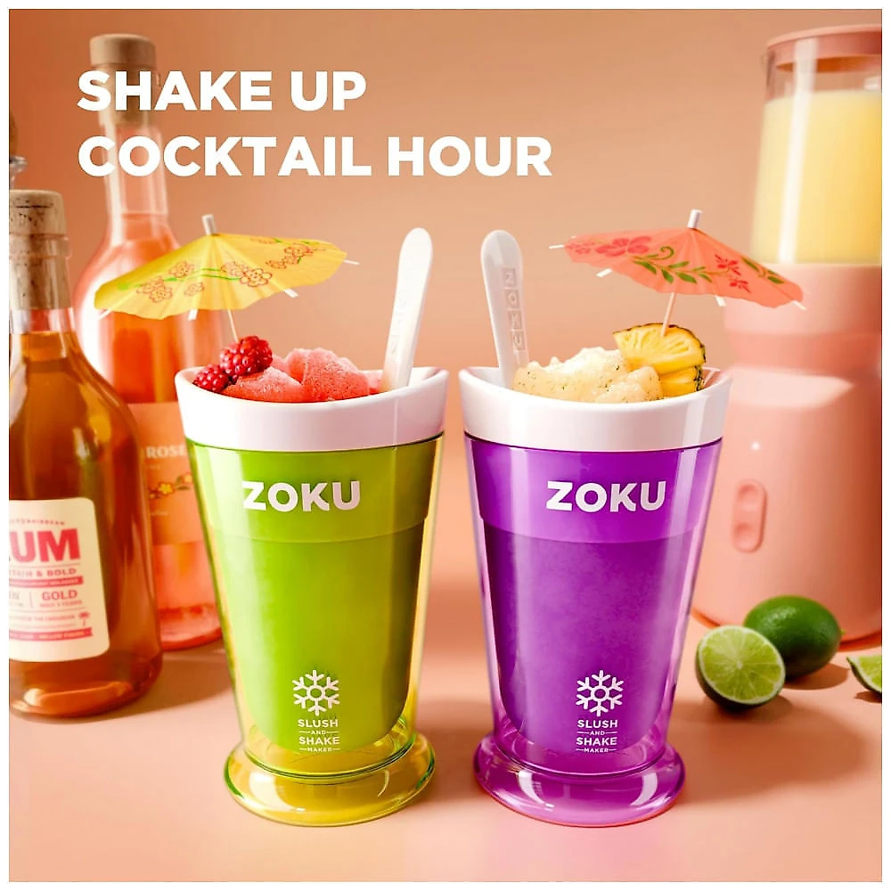 Kit 2 Copos de Raspadinha ZOKU Frozen Vermelho Azul Sistema Gel 7 Minutos 240ml
