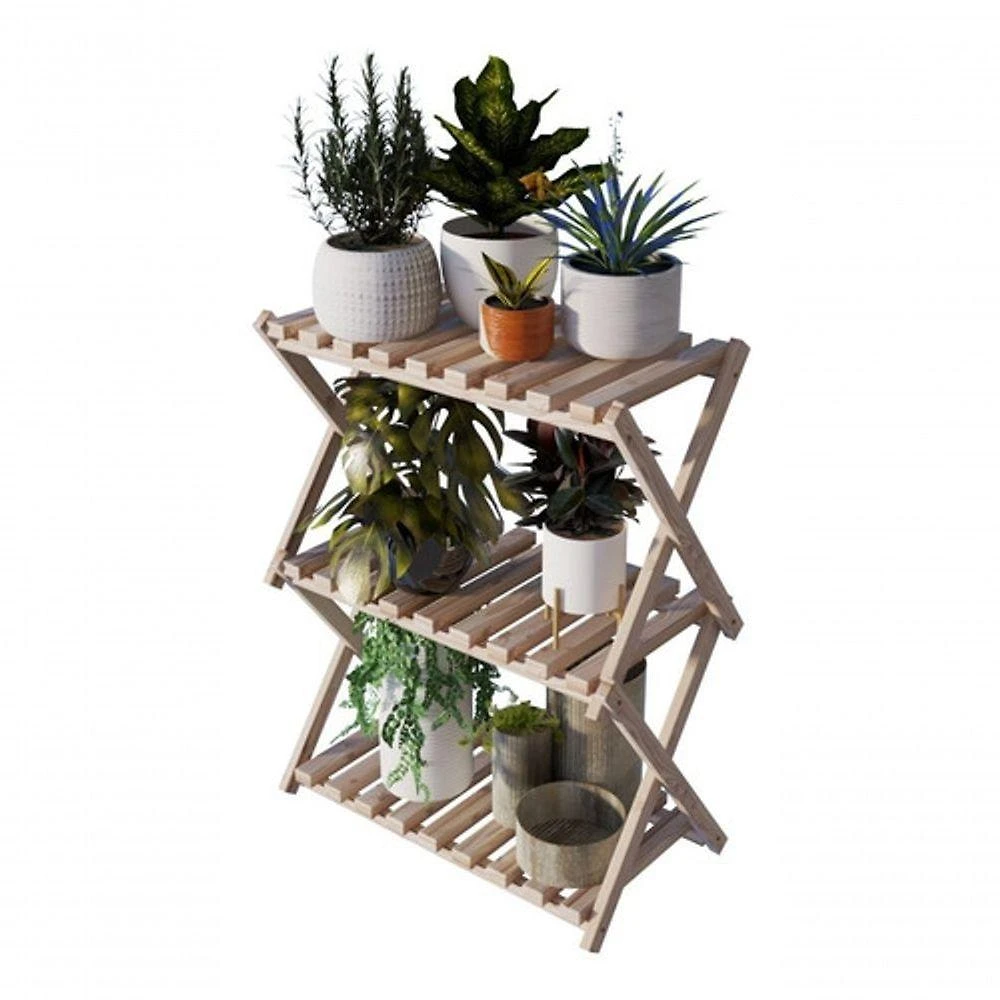 Suporte Sanfona Para Vasos 3 Prateleiras Cor Natural