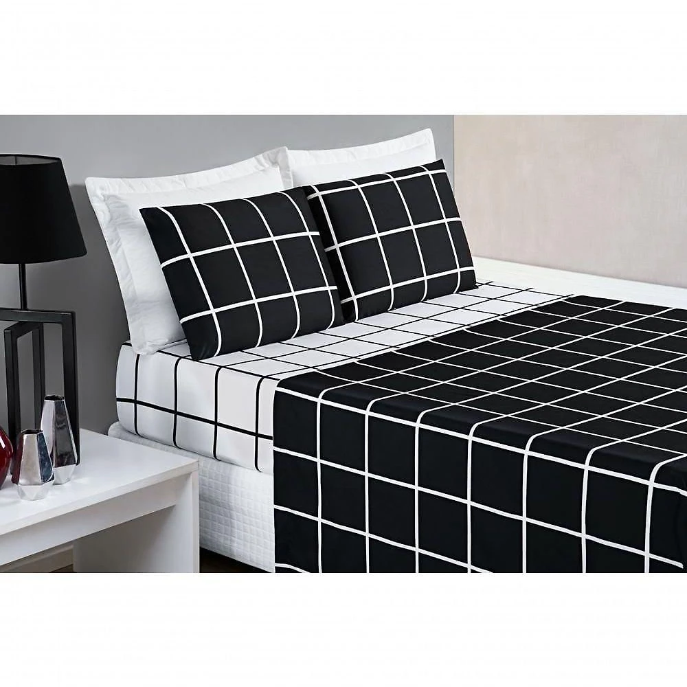 Jogo De Cama Com Lençol De Cima 200 Fios Austin King 04 Peças - Preto