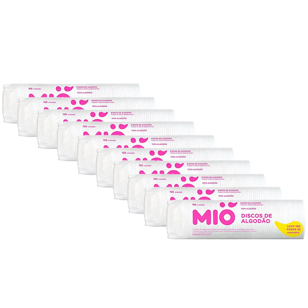 Kit 10X Discos de Algodão Mió Leve 100 Pague 85 Unidades