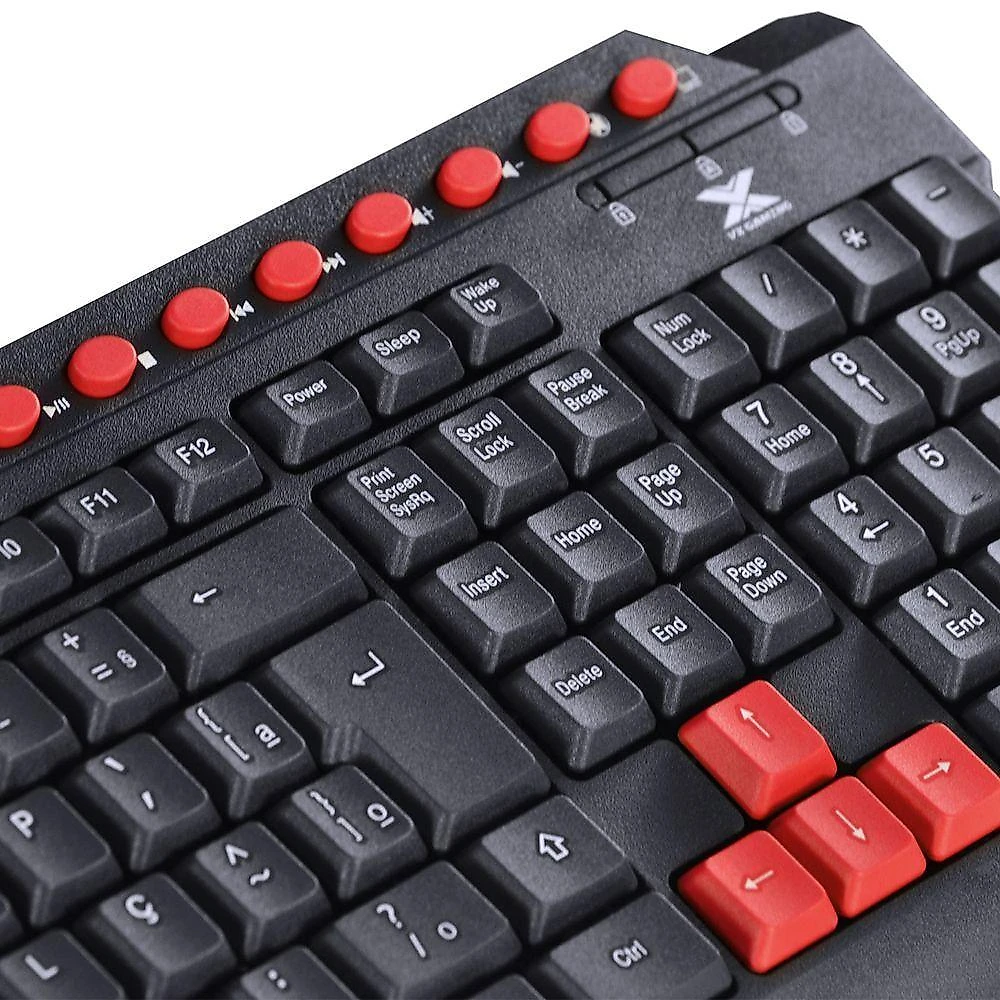Teclado Usb Gamer Vx Gaming Dragon V2 Abnt2 1.8M Preto Com Vermelho - Gt100