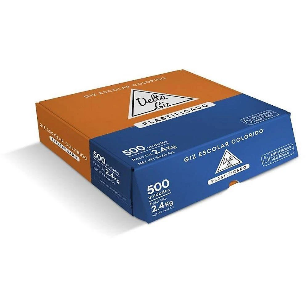 Giz Escolar Delta Cores Master Plastificado Caixa 500 Unidades
