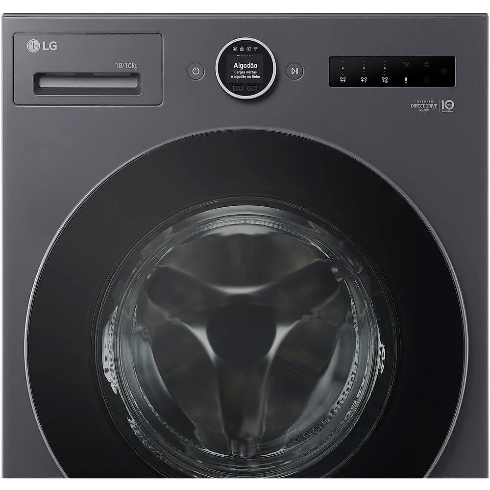 Lava e Seca WD18GNT 18Kg e 10Kg Front Load Automático AI LG Blkinox - 110V