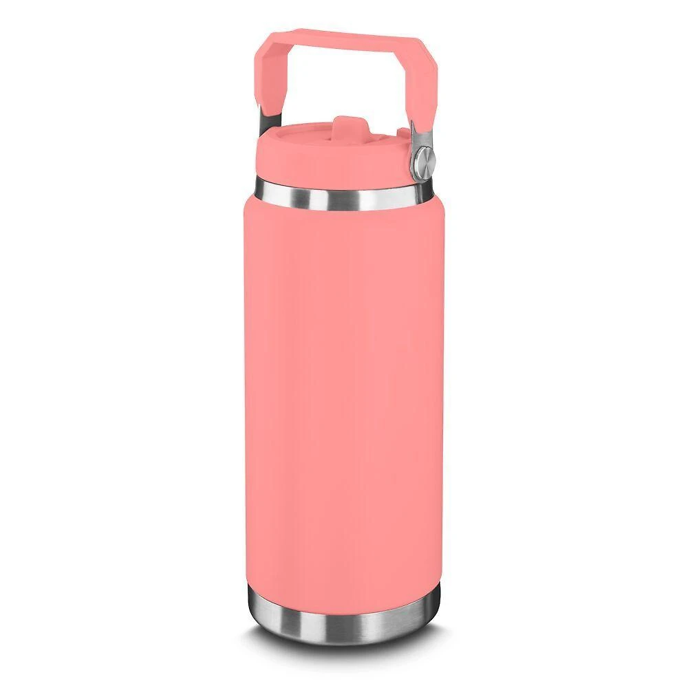 Garrafa Térmica Parede Dupla Aço Inox com Alça para Atividades Externas Rosa 900ML