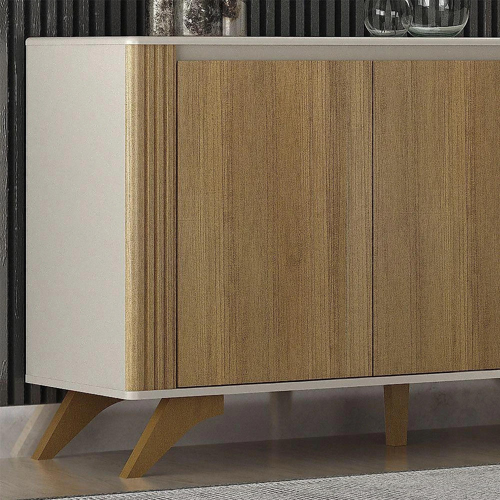 Buffet 3 Portas 2 Prateleira Pampulha Valdemoveis Off White/cinamomo