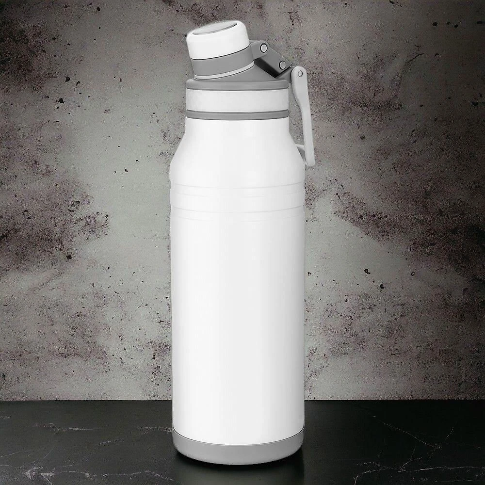 Garrafa com Alça e Bico 1,2L em Aço Inox Branca com Parede Dupla