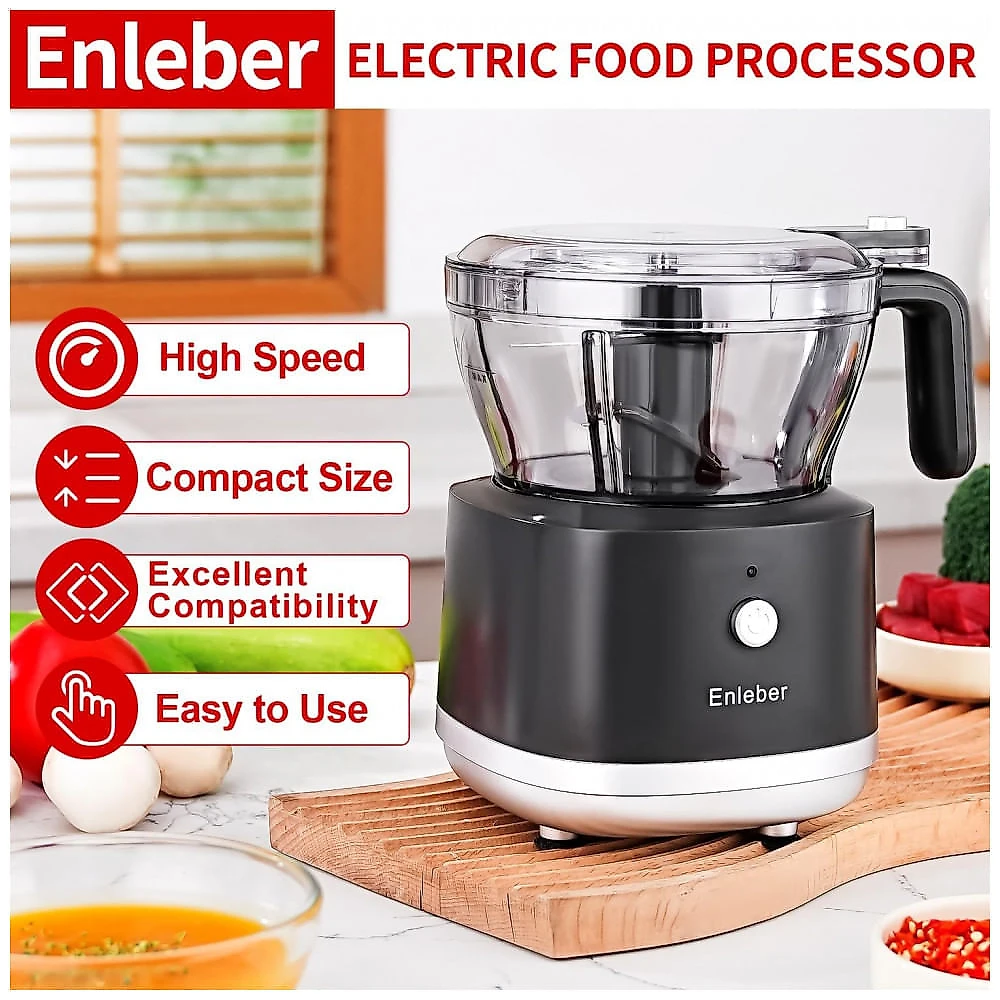 Processador de Alimentos Elétrico Enleber Preto 1L 200W 110V