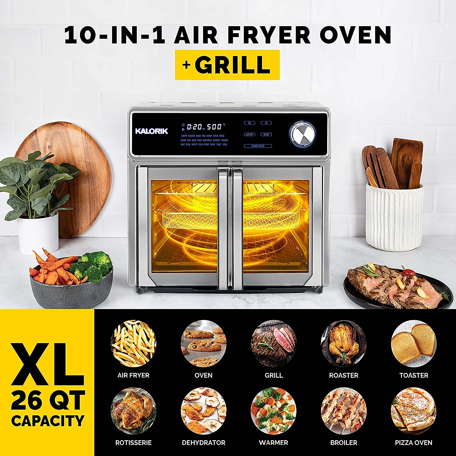 Kalorik Fritadeira Elétrica 26L de Capacidade com 22 Funções e 11 Acessórios 110V1700W Prata