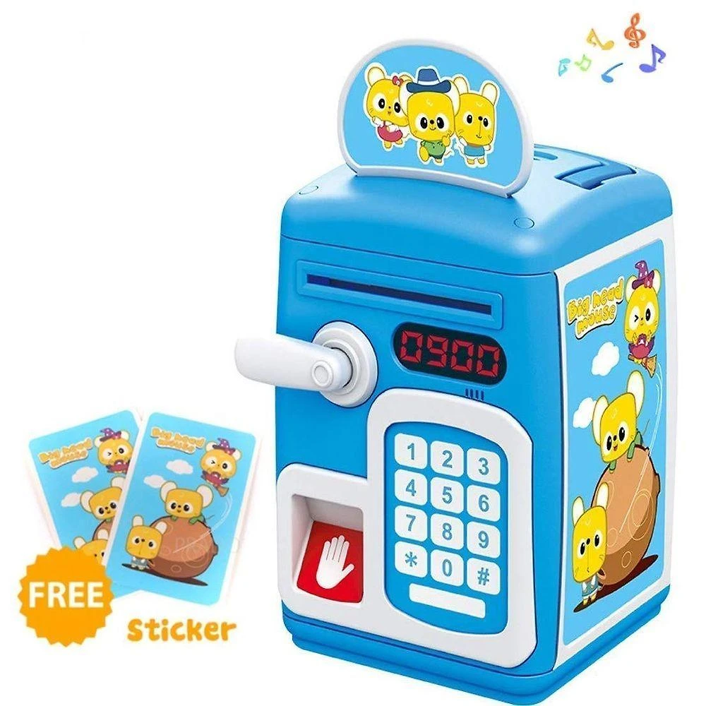 Cofre Digital Senha Eletronico Automatico Impressao Digital Cofrinho Completo Infantil Biometria Teclado Moedas Nota