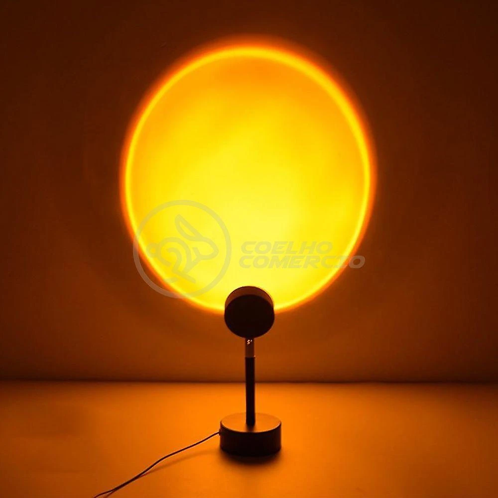 Luminária Projetor Mini Ring Light Sunset Pôr do Sol com Luz Circular Colorida Amarelo Smart Tech