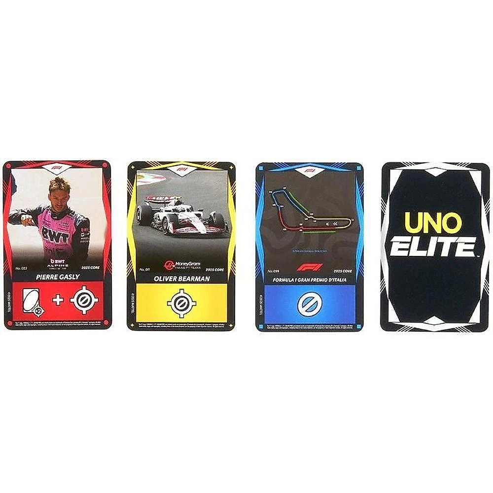 Jogo de Cartas UNO Elite Formula 1 2025 Core Edition com Cartas de Ação Mattel