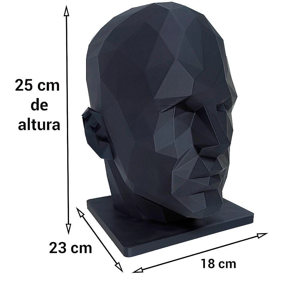 Manequim Cabeça Expositor para Boné e Óculos 3D Preto Masculino