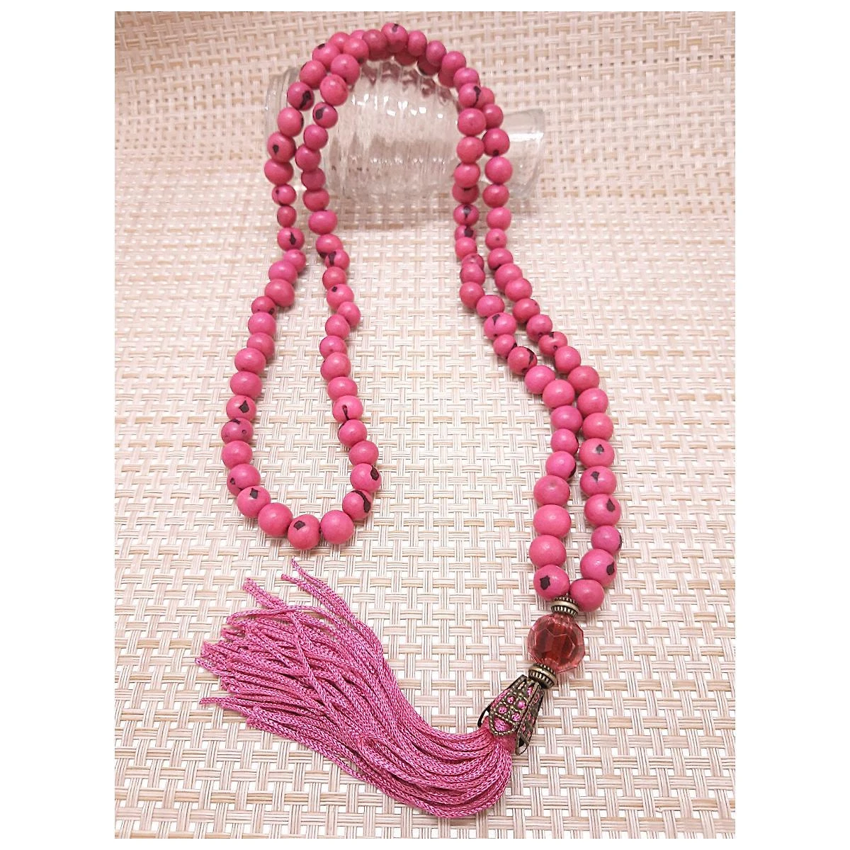 Japamala 108 Contas De Sementes De Açai Cor Rosa Pink Hooponopono