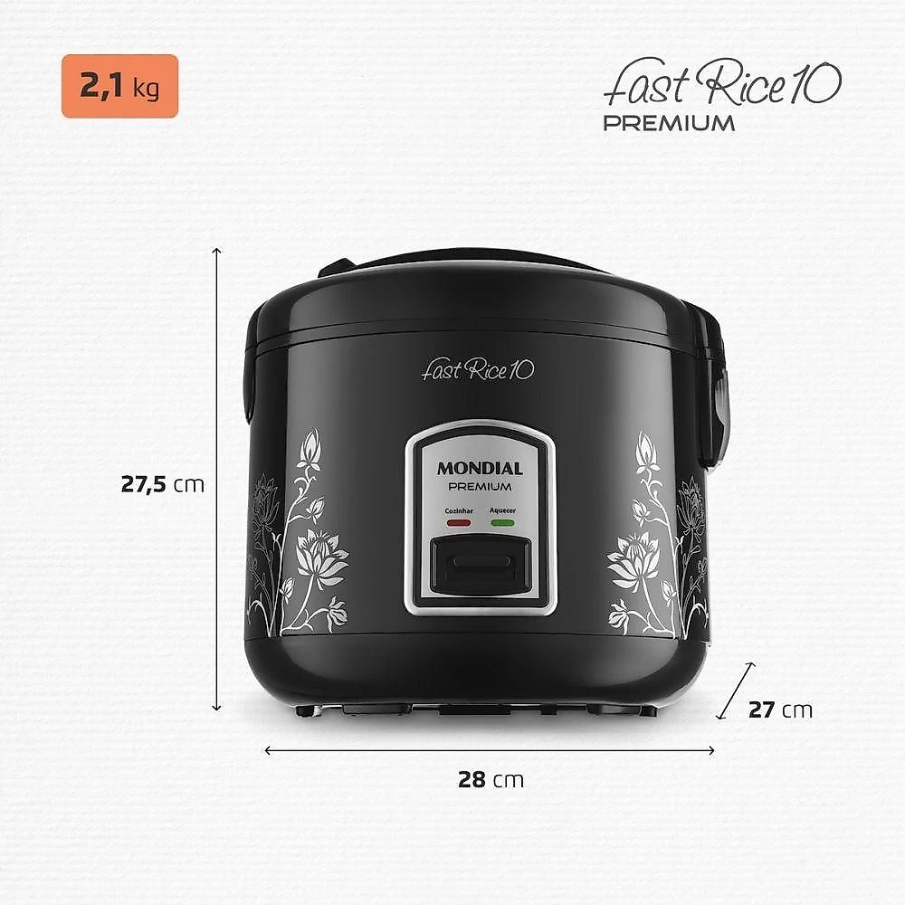 Panela Elétrica de Arroz PE-44-10X 10 Xícaras 700W com Cesto Cozi Vapor Colher e Copo 110V