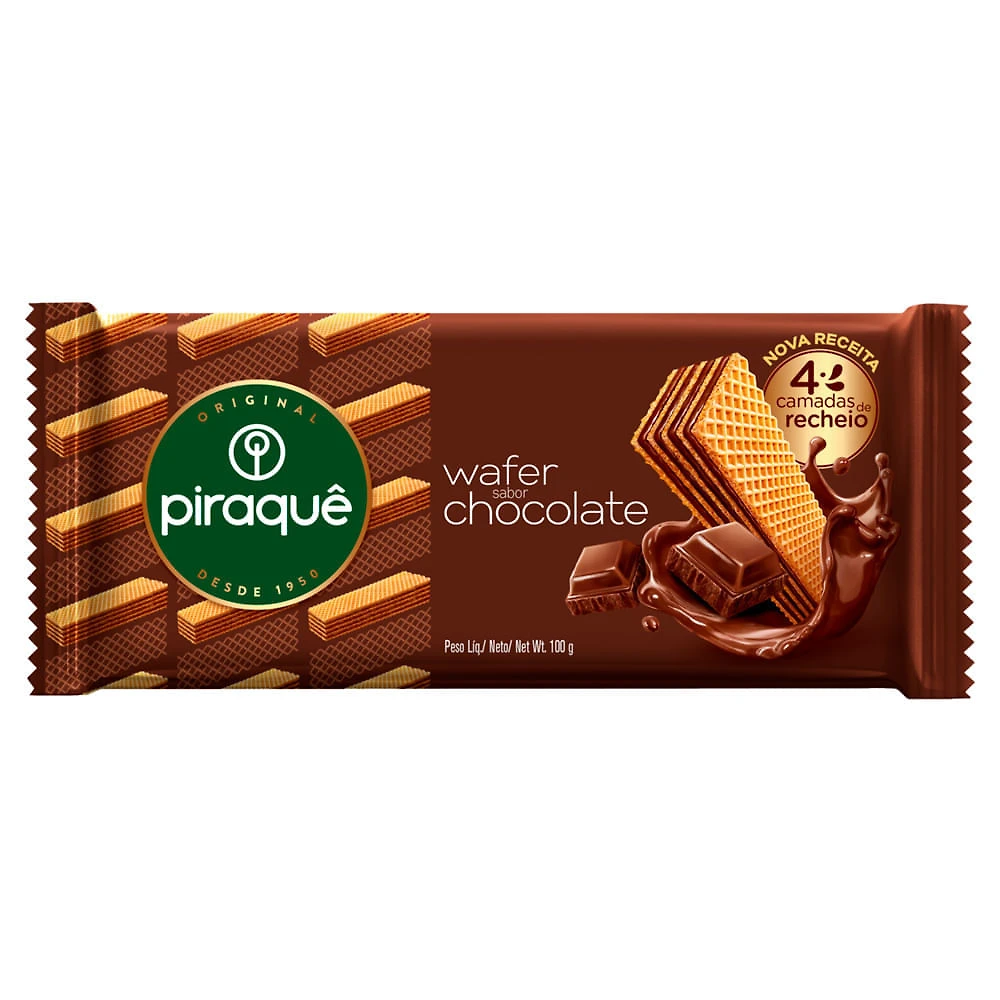 Biscoito Piraquê Wafer Sabor Chocolate 100g