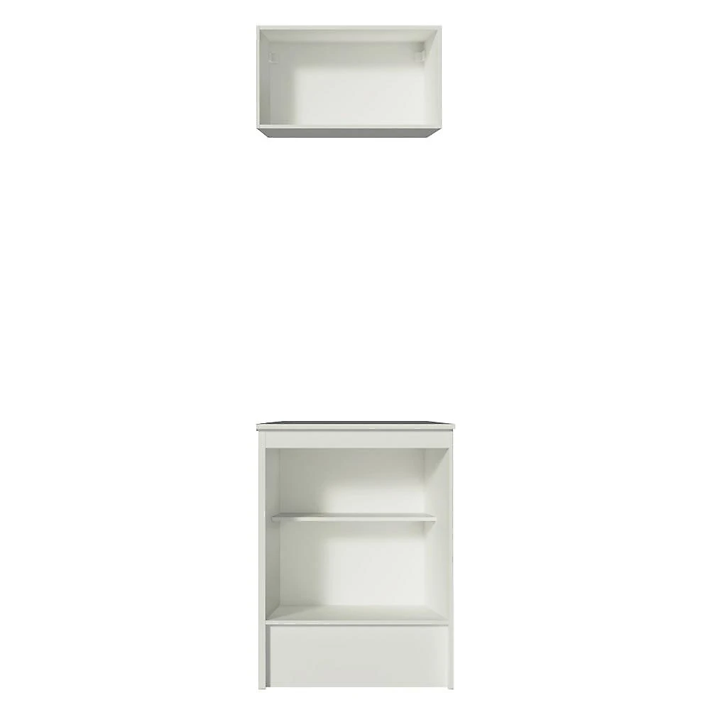 Kit Área de Serviço Madesa Topazio 60 cm com Armário e Balcão - Branco/Preto Branco/Preto