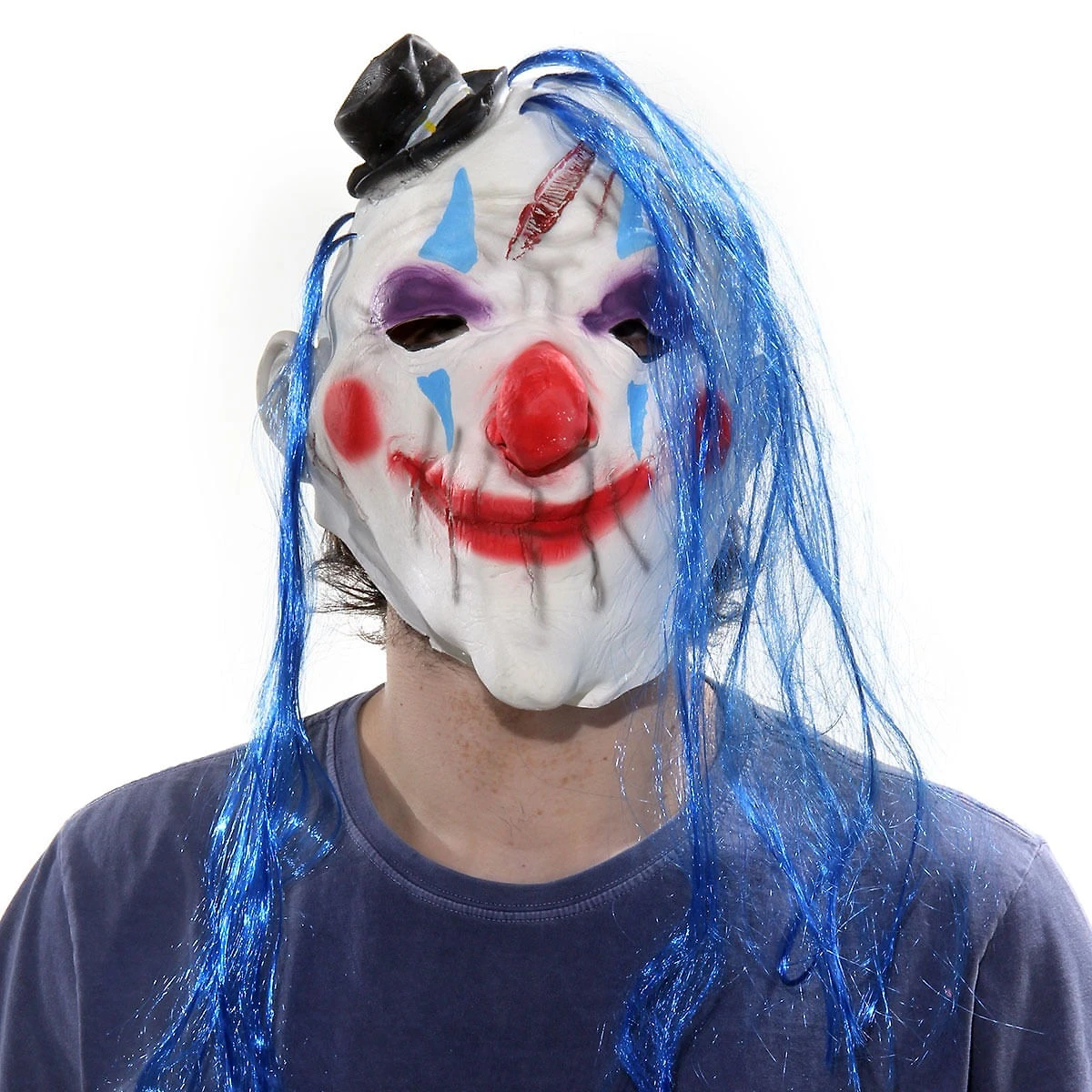 Máscara Palhaço Horror Azul e Branco