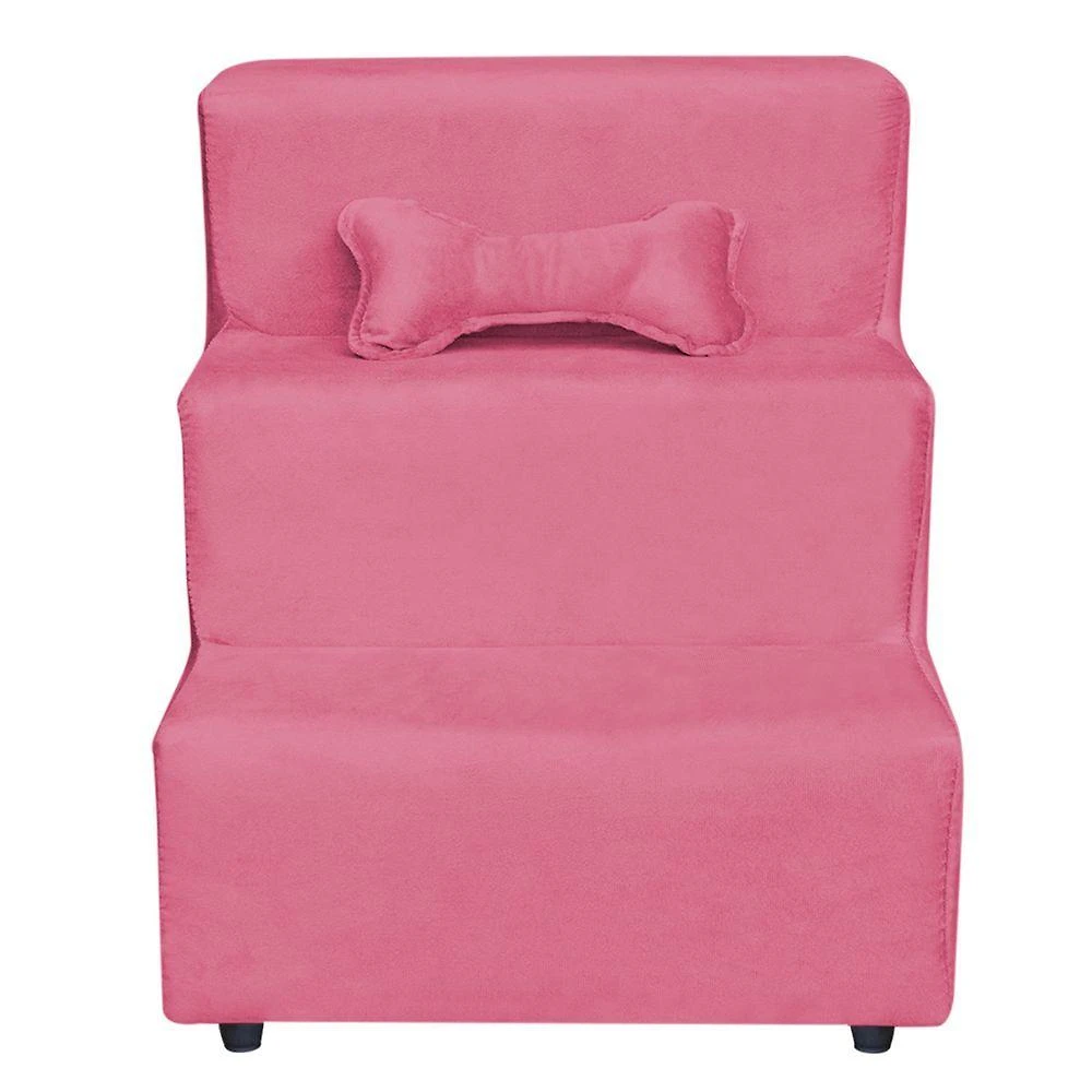 Escadinha Pet 3 Degraus Cachorro E Gato Suede Rosa