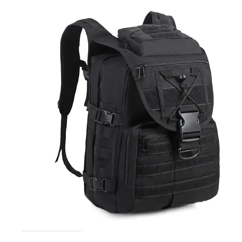 Mochila Militar Tática OEM Impermeável 50 Litros Oxford Preto com Patch Bandeira do Brasil Unissex
