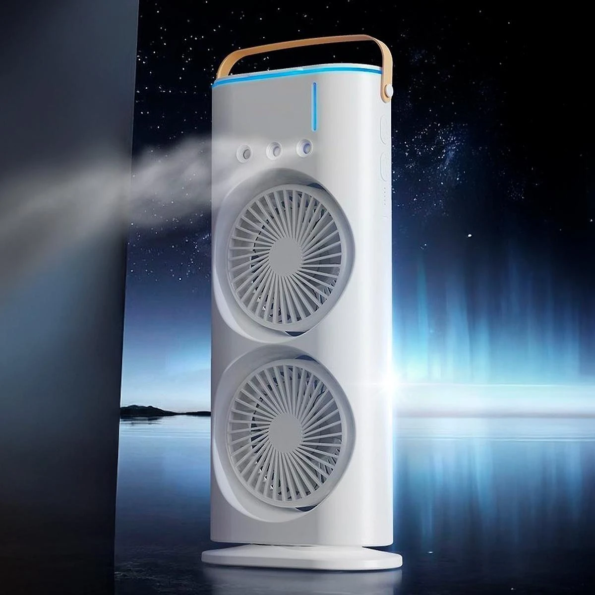 Ventilador Torre Usb Potente Duplo Led Umidificador