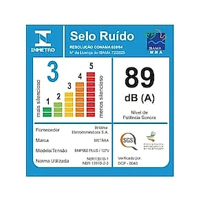 Multiprocessador Britânia 2 em 1 Compacto BMP950 Plus 300W Tecnologia Pro Maxx Preto 110V