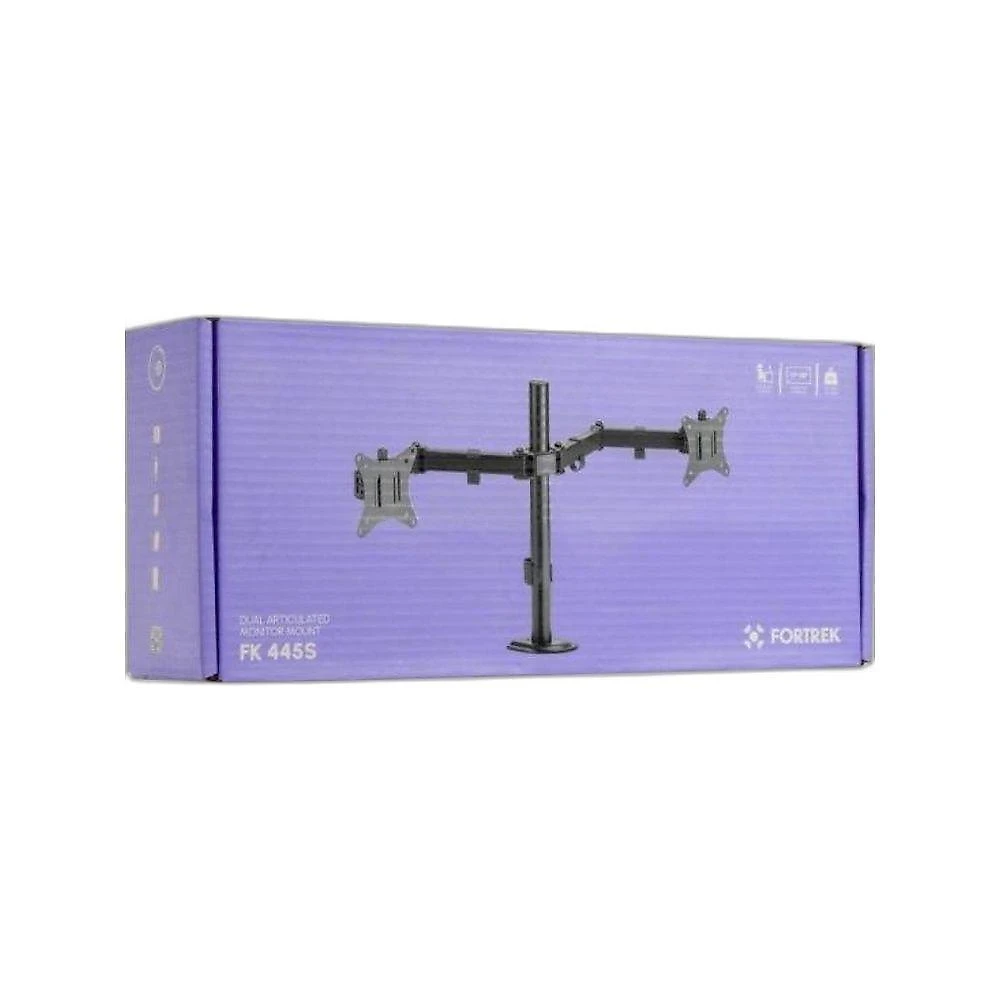 Suporte Articulado para Dois Monitores FK 445S com Inclinação e Rotação Preto Fosco Fortrek