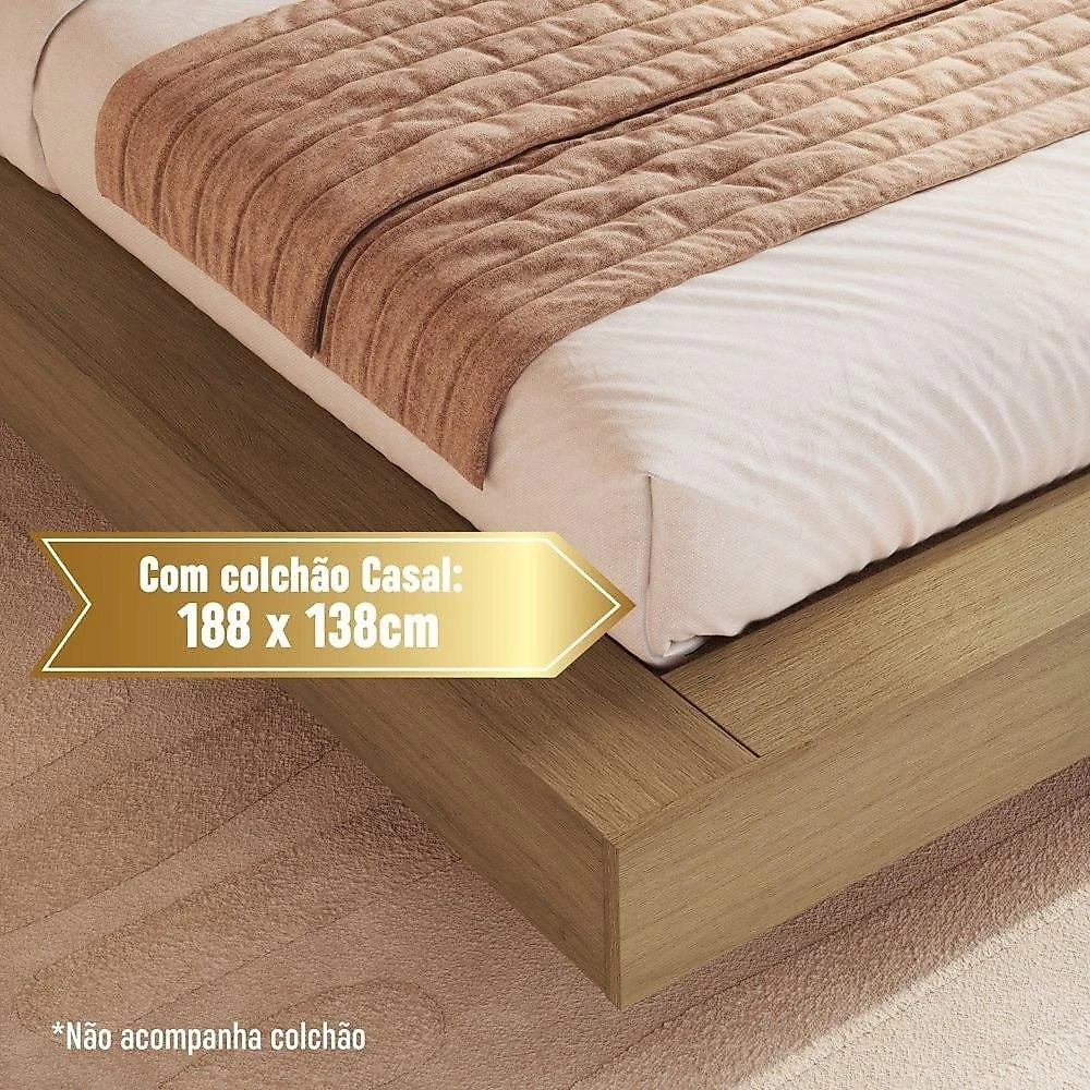 Cama de Casal e Queen Suspensa com Iluminação LED e Organizador na Cabeceira Cancun Mel