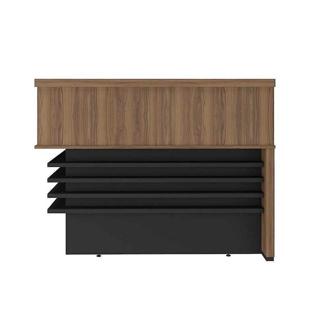 Balcão para Atendimento Recepção 295,4cm X 147,7cm com 4 Gavetas Nogal/Preto