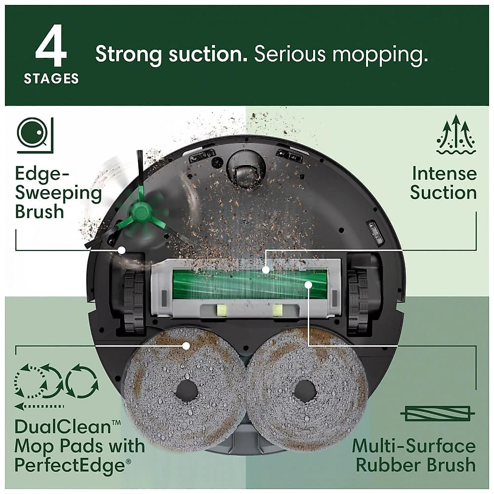 Robô Aspirador iRobot Roomba Plus 505X Combo Aspiração e Esfregão AutoWash Dock LiDAR Preto