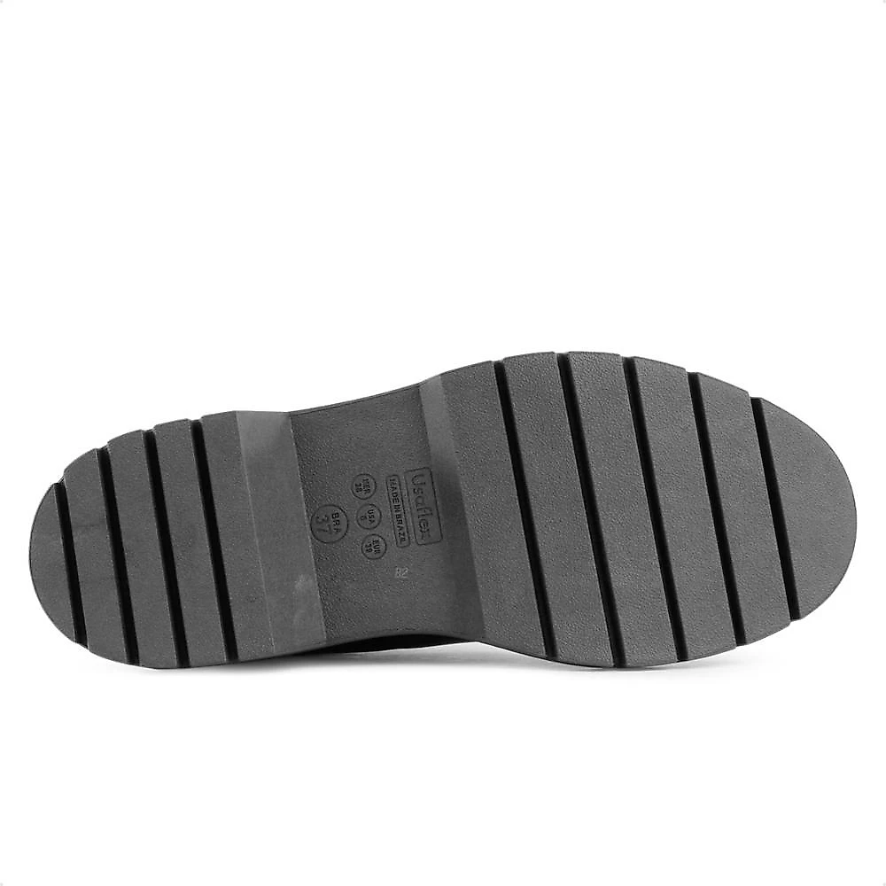 Bota Coturno Usaflex Salto Costura Enfeite Feminino Preto / Preto - 34