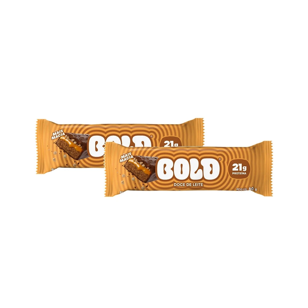 Kit 2  Barra de Proteína Bold Sabor Doce de Leite com 21g de Proteína 60g