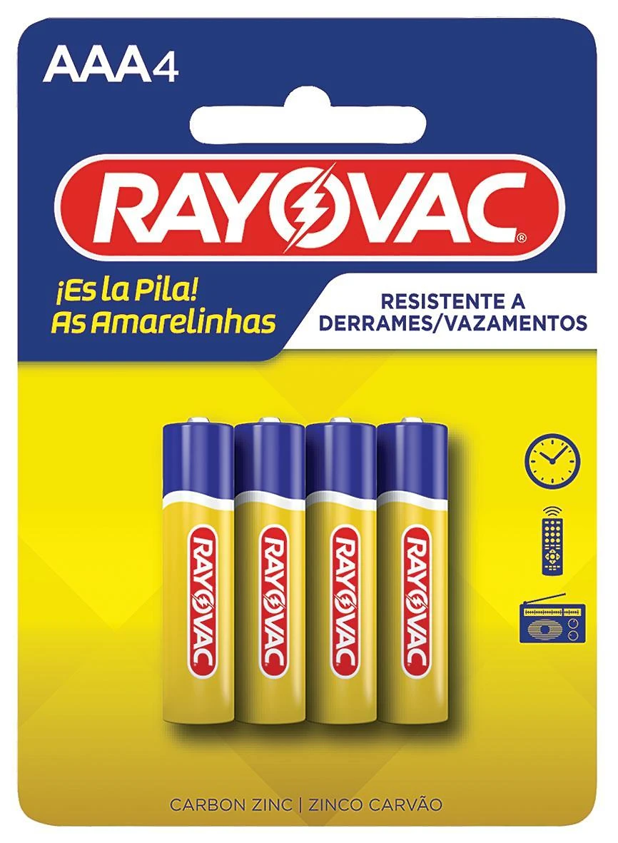 Miniatura Pilha Palito com 4 Unidades Amarelinha 10307 Rayovac