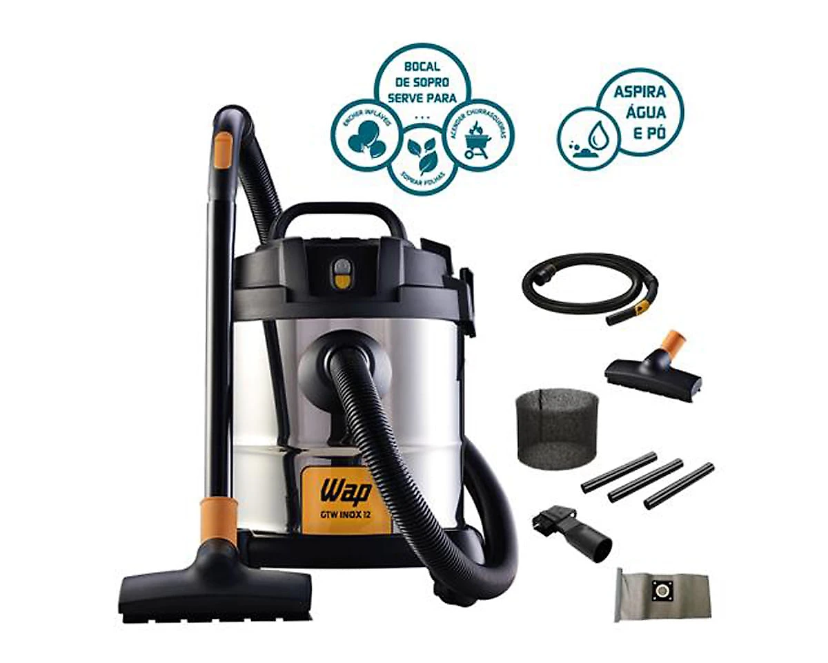 Aspirador de Pó e Água WAP GTW Inox 1400W 12 Litros