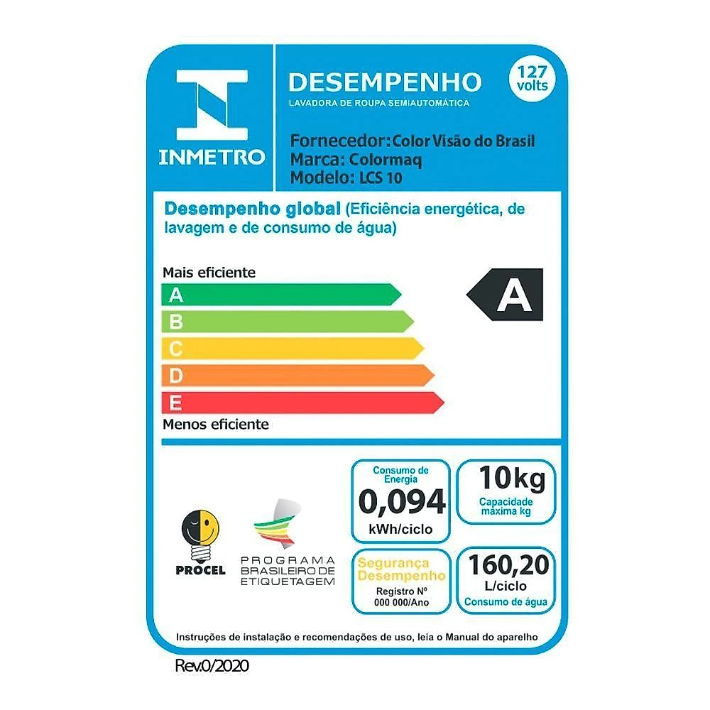 Tanquinho Colormaq Lcs 10Kg Semiautomático 127V Branco 127V 110V
