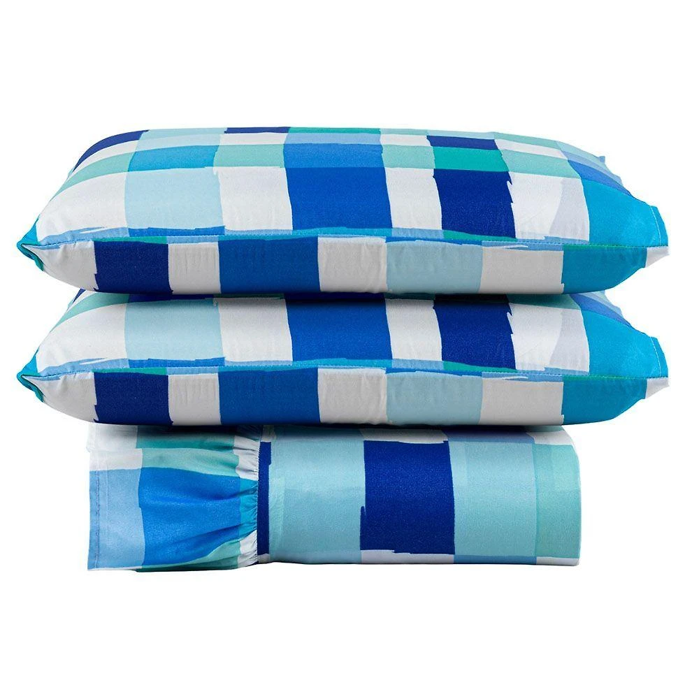Kit Cobre Leito Colcha Mel Queen 3 Peças 100% Poliéster Micropercal 400 Fios Macio Azul Clara Luz