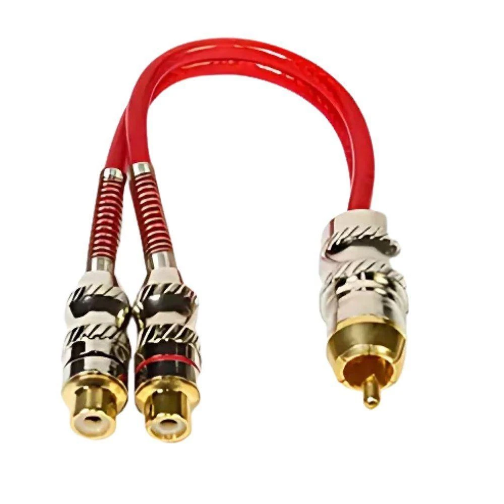Cabo Y RCA Blindado NWT 1mx2f 20cm Vermelho para Conexões de Áudio com Som Limpo e sem Ruídos