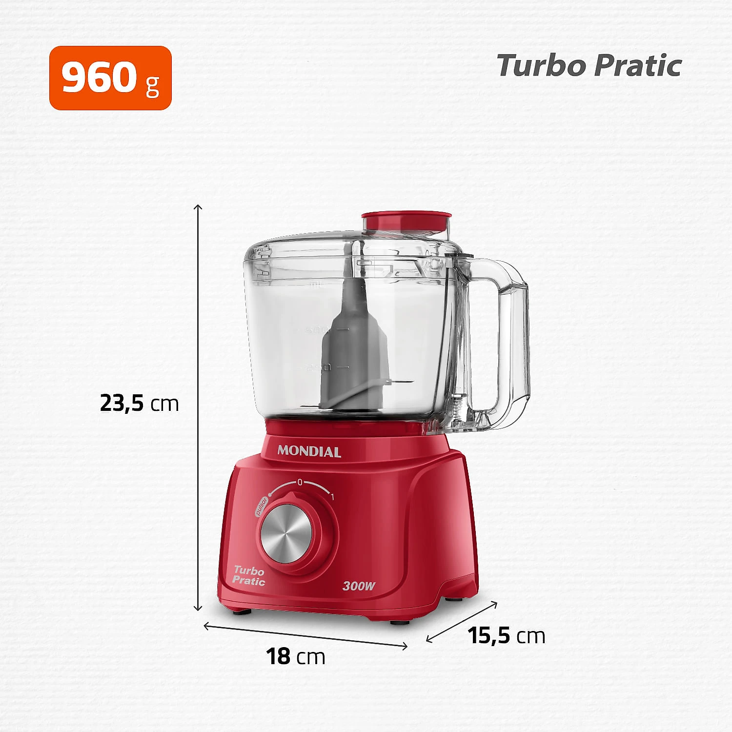 Mini Processador Turbo Pratic Mondial MP-16-R MINI PROCESSADOR MP-16-R 127V/60HZ .